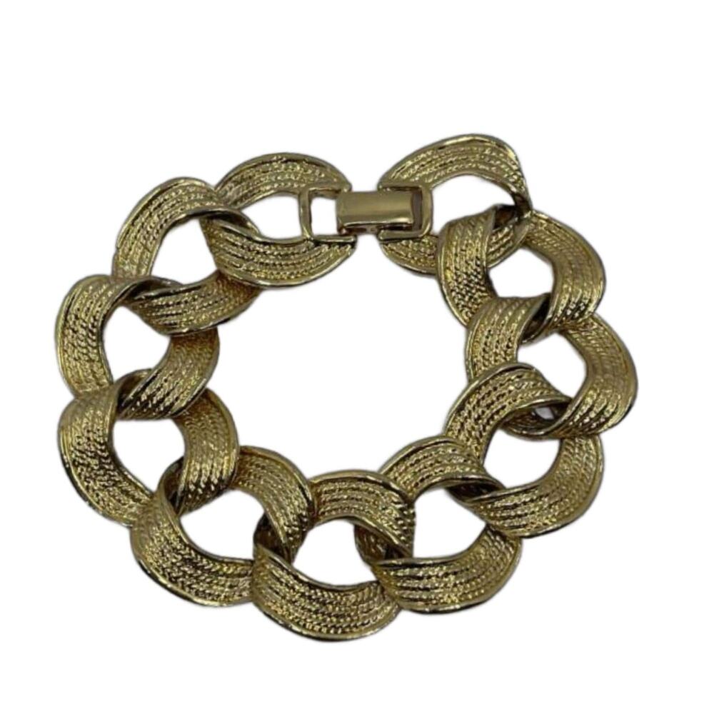 Vintage Gold tone Chunky Link Bracelet by Galbani, 8" Long
